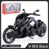 Lietų motociklų modelių žaislai 1/12 Yamaha V-Rex sportinio motociklo miniatiūrinė kopija su garsu ir šviesa juoda