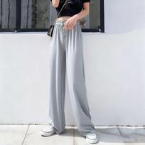 Ledinio šilko moteriški platūs keliai - Aukštu liemeniu, Slim, Tiesūs, Kasdieniai, skirti pavasariui ir vasarai One Size Pants (for 80-150 jin)