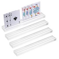 4 Pieces Transparent Acrylic Playing Card Stands Storage Display Base With Double Slots For Easy Viewing 1