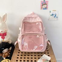 Kawaii Itabag Moteriška permatoma kuprinė Didelės talpos studento JK mokyklinė kuprinė violetinė