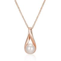 Kinel Pearl Drop pakabukas karoliai moterims rožinės auksinės spalvos nuotakos vestuvėms elegantiški papuošalai jubiliejaus proga