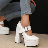 Moteriški Mary Jane Aukštakulniai Batai Platforma Chunky Heels Ladies Pumps Party 34 ruda