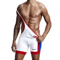 Men's Comfort Quick-Drying Athletic Fitness Sling Jumpsuit Color-Block One-Piece Cycling & Wrestling Sportswear M
