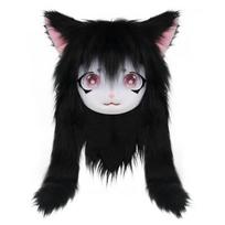 Pūkuoto gyvūno galva Katės Fursuit išpjauta kaukė Pliušinė katės kaukė Mielas katės galvos apdangalas Helovino Maskaradams Cosplay rekvizitai balta