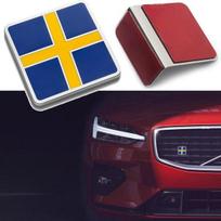 Automobilio priekinio grotelių gaubto bagažinės emblemos logotipo dekoro lipdukas Metalinis automobilio derinimas, skirtas XC80 XC90 V60 V70 V90 S70 S80 S90 Švedijos vėliava mėlyna