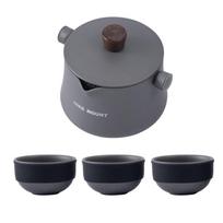 Light Weight Camping Tea Pot Set Portable Tea Infusing Kettle with Three Cups for Camping Travel Hiking Backpacking pilka