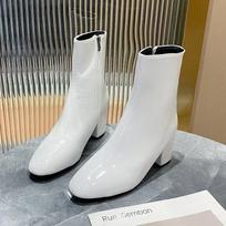 Odiniai trumpi batai moterims su vidutiniu kulnu PU minkšti ankle boots šoninis užtrauktukas patogūs moteriški biuro batai kvadratiniai moteriški batai 35