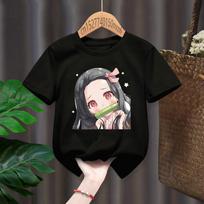 Nezuko Kamado Kimetsu No Yaiba 3D Print Kid T-shirts Children Baby Black  Kawaii Clothes Boy Girl T-Shirts 110