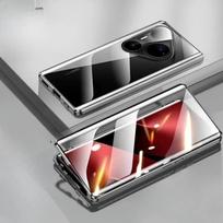 Magnetic Case for Huawei Pura 80 P70 P30 P40 P50 P60 Pro Pro+ Ultra with Metal Frame Double Sided Tempered-Glass Lens Protection Phone Bumpers Huawei P50 Pro sidabras