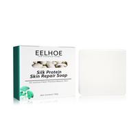 eelhoe Goat Milk Soap Natural Organic Silk Protein Soap Mites Acne Remove Tender White Handmade For Body Facial Deep Cleansing 100g-square