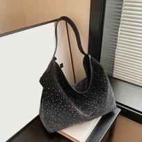 Yogodlns New Fashion Retro Design Tote Bag Shiny Rhinestone Shoulder Handbag Women Elegant Casual Large Capacity Underarm Purse 35x14x30cm juoda