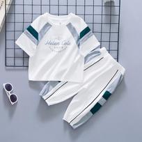 Summer Boys  Suit Loose Sports Version of Baby Children's Short-sleeved Two-piece Suit 100 balta