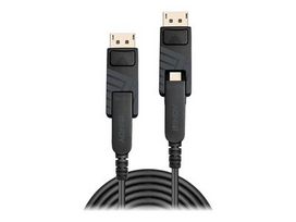 DisplayPort Kabelis - LINDY Šviesolaidinis Hibridinis DisplayPort 1.4 Kabelis, M/M, 40 m, Juodas