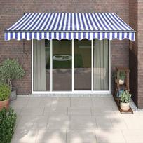 Automatinė ištraukiama markizė, mėlyna ir balta, 3,5x2,5m