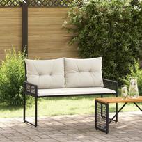 Lauko suolas su pagalve Juoda ir kreminė balta 118 x 55 x 82 cm