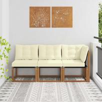 Lauko vidurinė ir kampinė sofa su pagalve 3 Vienetas Natūrali