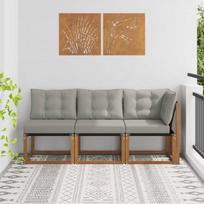 Lauko vidurinė ir kampinė sofa su pagalve 3 Vienetas Natūrali