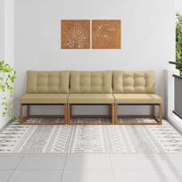 3 Vienetas Lauko Vidurinis Sofa Kietos akacijos mediena
