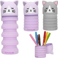Topmodel - Silicon Pencil Tube BLOOMING KITTY - Grey and Purple