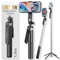 Asmenukių lazda ("Selfie sticks") LIVMAN P180 - daugiafunkcis asmenukių lazdas ir trikojis su nuotolinio valdymo pultu, 1,8m