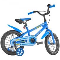 Vaikiškas dviratis, BMX stiliaus 105x50x69 cm mėlynas, su pagalbiniais ratukais