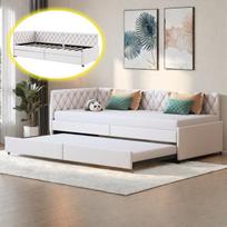 Lova 90x200 cm - Paauglio lova - Sofa-lova - Aksominė - Smėlio spalvos