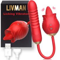 Daugiafunkcis rožinio dizaino vibratorius LIVMAN E-86 su liežuvėliu, 10 laižymosi ir 7 ritminės vibracijos smūginės bangos režimais