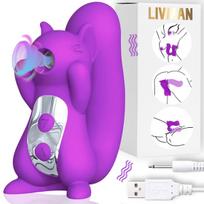 Voverės formos ir išvaizdos vibratorius bei klitorio stimuliatorius LIVMAN E-80 su 10 vibracijos ir 10 čiulpimo režimų