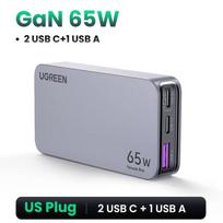 UGREEN 65W Gallio Nitrido Įkroviklis PD Daugiafunkcis C Tipo Greito Įkrovimo Galvutė Suderinamas su Apple 16, MacBook Pro, Nešiojamuoju Kompiuteriu juoda