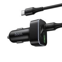 Hoco USB A + USB C PD QC3.0 48W car charger with USB C to C cable, black (Z63B)