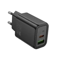 Hoco N61 travel charger | 20W | PD, QC | USB-A, USB-C | black