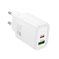 Hoco N61 travel charger | 20W | PD, QC | USB-C, USB-A | white