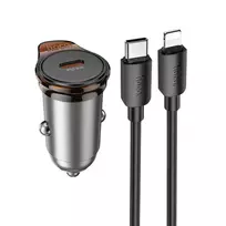 Hoco NZ16 car charger | 30W | PD, QC | USB-C, Lightning | with USB-C to Lightning cable included | gray