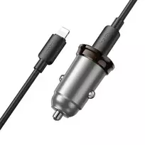 Hoco NZ16B car charger | 45W | PD, QC | USB-C | with USB-C to Lightning cable included | gray