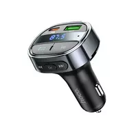Hoco Car charger USB A + USB C PD QC3.0 5A 30W with digital display + FM transmitter BT E70 obsidian black
