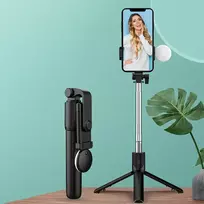 Hurtel Selfie stick WR1YXS telescopic tripod 0.71m with round light - black