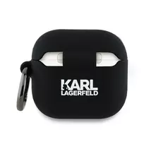 Karl Lagerfeld KLA4RUNKCHK AirPods 4 cover black | Silicone Karl AND Chaupette Head 3D