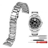 23mm Cartier Calibre serijos laikrodžio apyrankė Aukštos kokybės nerūdijančio plieno W7100041 W7100037 Metalinė apyrankė Vyrams Moterims Laikrodžio dirželis 23mm sidabras