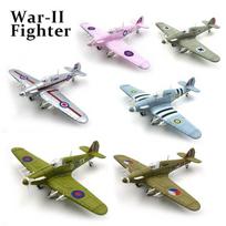 6 spalvos 1/48 4D surinkimo kariniai žaislai Statybiniai rinkiniai Lėktuvas BF-109/F4U/Spitfire naikintuvas Metalinis karo II lėktuvas BF109