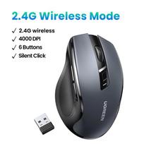 UGREEN belaidė dviejų režimų Bluetooth pelė, lengvo garso biuro pelė, tinkama Apple, Huawei, nešiojamam kompiuteriui, iPad, ergonomiška pelė juoda