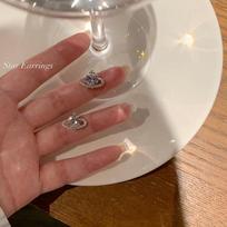 925 silver needle micro-inlaid zircon planet stud earrings design earrings jewelry exquisite
