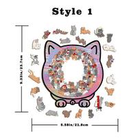 Su katės silueto rėmeliu Katės medinis dėlionė Makaronų spalvos supjaustytos katės dalys Style 3