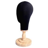 Wig Stand with Head Mannequin Head Stand with Wood Base for Multiple Wigs Hat Wig Head Stand Wig Display Stand Black 1
