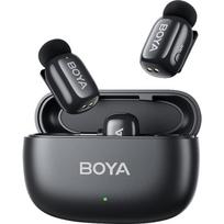 BOYA Mini belaidė apykaklės mikrofono sistema Dual Transmitters with Charging Case, Black