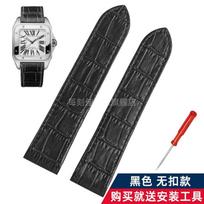 20 23mm Aukštos kokybės odinė laikrodžio apyrankė Cartier Santos karvės odos dirželis Santos 100 vyrams moterims sulankstoma sagtelė Apyrankės priedai 20mm black