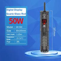 Quartz Glass Aquarium Submersible Heater Adjustable Temperature Heating Rod  Water Tanks 50W