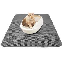 Non-slip Pet Cat Litter Mat EVA Double Layer Pet Cat Litter Trapper Mats with Waterproof Litter Pet Clean Box Mat Cats Layer Bed 40*50cm pilka