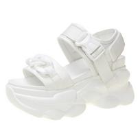 Vasariniai pleištiniai sandalai 9 cm Moteriški paplūdimio šlepetės aukštakulniai sandalai Moteriški laisvalaikio batai Platforma Chunky Batai 34 juoda