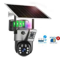 Saulės kamera lauko 4G Wifi 4K 8MP 360 belaidė dvigubo ekrano stebėjimo naktinio matymo vandeniui atspari CCTV saugumo apsaugos IP kameros WiFi Cam