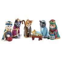 Unikalios katės dervos skulptūrėlės, papuošalai, kačių prakartėlė, kolekcionuojamos figūrėlės, namų interjerui Cat 6-piece set #1